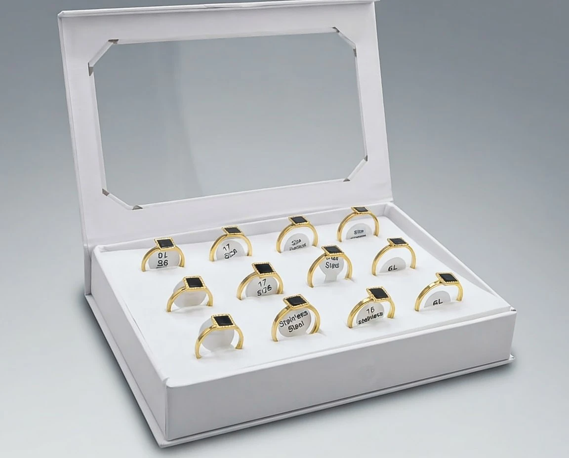 طابلو خاتم 12قطعة  ✅️STAINLESS STEEL