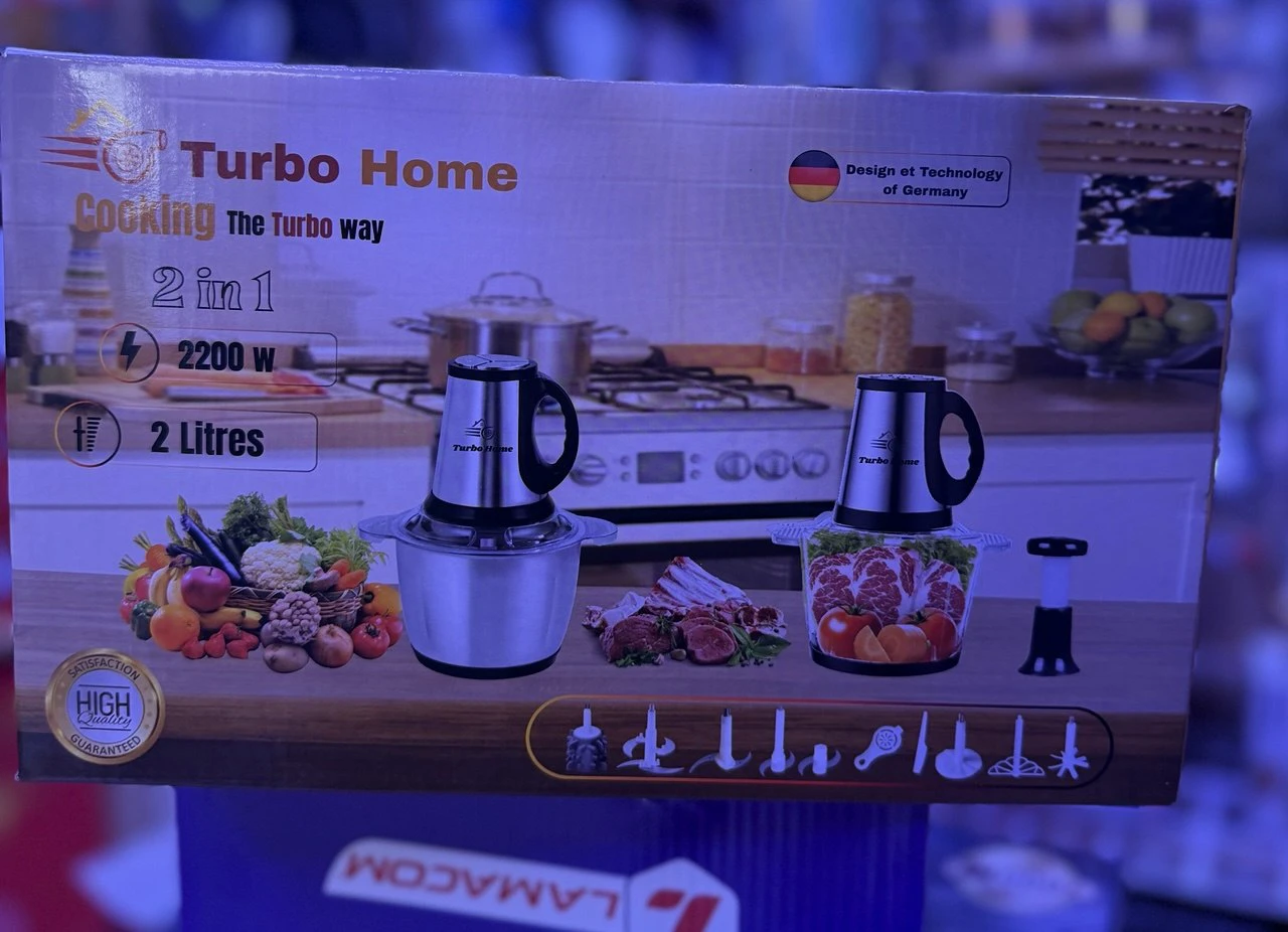 مفرامة ومفرمة كهربائية متعددة الوظائف 2 في 1 (Turbo Home Electric Chopper 2 in 1).